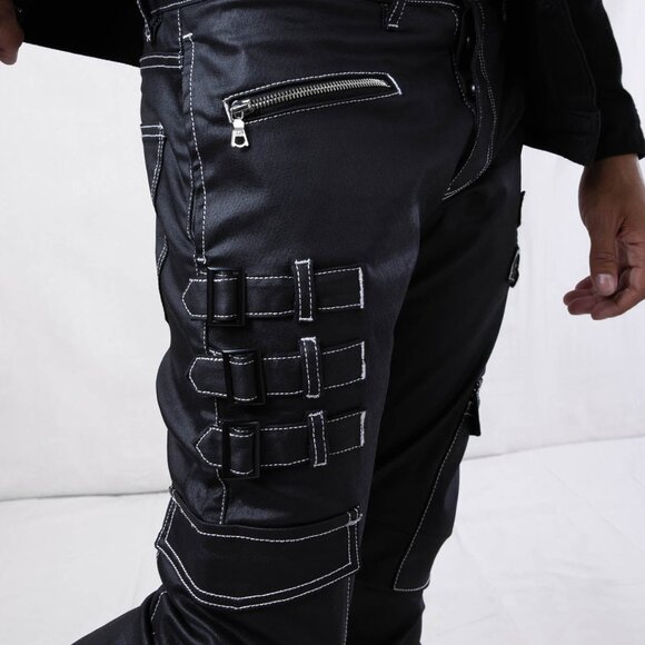 AKINGS Omari White Stitch Stacked Jeans - Picture 3 of 8